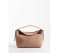Accessorize - Borsa da spalla e a mano in camoscio beige con battente morbido-Neutro No Size