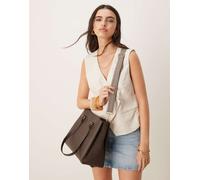 Accessorize - Borsa da spalla in camoscio sintetico color marrone cioccolato No Size