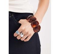 Accessorize - Bracciale elasticizzato spesso in resina effetto tartarugato-Marrone No Size