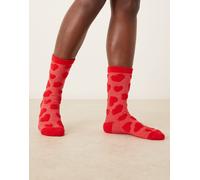 Accessorize - Calzini rossi con cuori soffici-Rosso No Size