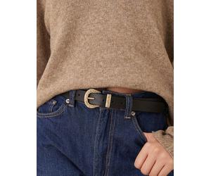 Accessorize - Cintura premium nera con fibbia stile western-Nero 44-46