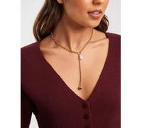 Accessorize - Collana con cinturino a T e perla sintetica bianca-Oro No Size