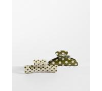 Accessorize confezione da 2 fermagli per capelli a pinza a pois verdi-Verde No Size