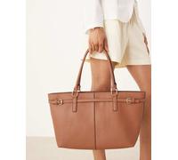 Accessorize - East to West - Borsa shopping da spalla color cuoio con fibbie-Marrone No Size