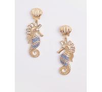 Accessorize - Orecchini pendenti appariscenti dorati con cavallucci marini-Oro No Size