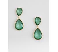 Accessorize - Orecchini pendenti con due gemme verde scuro No Size