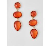 Accessorize - Orecchini pendenti con tripla pietra multicolore-Arancione No Size