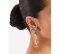 Accessorize - Orecchini pendenti dorati con design a forma di stelle cadenti con perline-Oro No Size