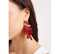 Accessorize - Orecchini pendenti rossi con pietre scheggiate-Rosso No Size