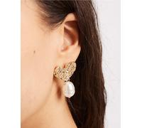 Accessorize - Orecchini pendenti tonalità oro a cuore con perle sintetiche No Size