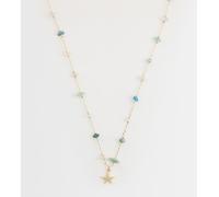 Accessorize - Z Collection - Collana con stella marina e pietre color rosa e verde placcata in oro 14 carati No Size