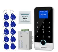 AccessShield Sistema di ingresso con tastiera impermeabile per il controllo degli accessi, alimentatore 12 V CC, interruttore di apertura porta (serratura elettrica) e portachiavi RFID a 125 kHz
