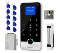 AccessShield Sistema di ingresso con tastiera impermeabile per il controllo degli accessi, alimentatore 12 V CC, interruttore di apertura porta (serratura elettrica) e portachiavi RFID a 125 kHz