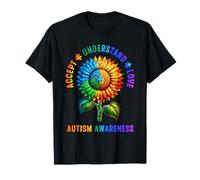 Accetta Capire Amore Consapevolezza Autismo Girasole Donne Bambini Maglietta