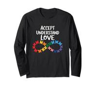 Accetta Comprendi Amore Consapevolezza Autismo Infinity Butterfly Maglia a Manica