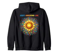 Accetta Comprendi Amore Consapevolezza dellautismo Girasole Felpa con Cappuccio