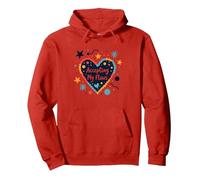 Accettare i Miei difetti: Cuore di Amore per sé ispiratore Felpa con Cappuccio, Unisex per Adulti, Rosso, L