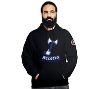 Accetto la Tua opinione - Felpa Unisex - Ascia - Medioevo - Felpa Nera con Cappuccio - M