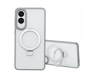 ACCEZZ Ring Stand Backmet Magsafe Cover MagSafe per Samsung Smartphone, Grigio