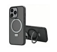 ACCEZZ Stand ad Anello Backcover metallo Cover per Apple iPhone 13 Pro, Nero