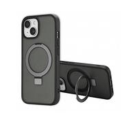 ACCEZZ Stand ad Anello Backcover metallo Cover per Apple iPhone 15, Nero