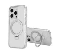 ACCEZZ Stand ad Anello Backcover metallo Cover per Apple iPhone 15 Pro, Trasparente