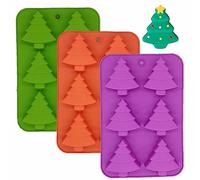 Accfore 3 Pack Albero di Natale Stampi in Silicone, 6 Cavità Caramelle vassoi di cottura per torte di vacanza, caramelle, gommosi, cioccolatini, gelatina, sapone, cubetti di ghiaccio, biscotti