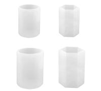 Accfore 4 pezzi Cilindro esagonale Candle Molds, Silicone Pillar Candle Molds, stampi di resina epossidica di colata per fare DIY Casting Epoxy Aromatherapy Candles Soap Flower Specimen Clay Craft