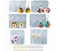 Accfore 6 stampi per orecchini in resina, in silicone, per realizzare orecchini, accessori per fai da te, orecchini da donna, orecchini in resina epossidica