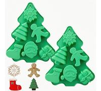 Accfore Confezione da 2 stampi natalizi in silicone, antiaderenti, per realizzare cioccolatini, caramelle, sapone fatto a mano, candele, bombe da bagno, fondente, torte, cubetti di ghiaccio, candele,