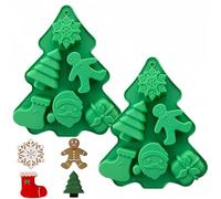 Accfore Confezione da 2 stampi natalizi in silicone, antiaderenti, per realizzare cioccolatini, caramelle, sapone fatto a mano, candele, bombe da bagno, fondente, torte, cubetti di ghiaccio, candele,
