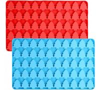 Accfore Mini stampo in silicone a forma di albero di Natale, 2 pezzi con 50 cavità a forma di albero di Natale, per realizzare cioccolatini, dolci, caramelle, gelatine, biscotti, frutta, snack,