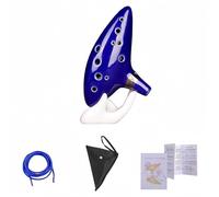 Accfore Zelda - Ocarina con libro delle canzoni della leggenda di Zelda, a 12 fori, in Do contralto, con scatola regalo, espositore a forma di mano, cordino da collo e custodia protettiva nera (blu)