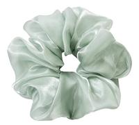 Accglory Elastici per capelli extra large con perle per donne e ragazze, alla moda, giganti, accessori per capelli per tutte le acconciature (elastico in raso ciano)