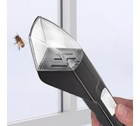 Acchiappa insetti, portatile con manico lungo e manico portatile, per osservare gli insetti con finestra trasparente, strumento per catturare le mosche dei bambini e insetti a sgancio rapido (nero)
