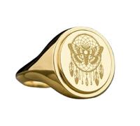 Acchiappasogni a forma di falena in argento sterling 925 | Anello placcato in oro | Anelli con sigillo ovali da 15x13 mm | Misura della fascia US 5-12,5 Avelaibal | LKDR_0414