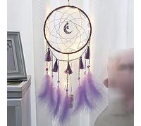 Acchiappasogni a LED, realizzato a mano, con piume, acchiappasogni, per ragazze, per la casa, la camera da letto, l'auto, decorazione da parete, per matrimoni, decorazioni per la casa, viola