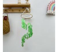 Acchiappasogni a tema natura con conchiglie a vento per suono ambientale e interesse visivo in casa, ufficio o angolo lettura (verde)