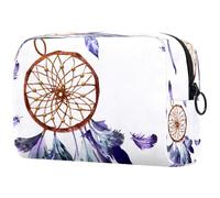 Acchiappasogni ad acquerello, viola, con piume, trousse per cosmetici da donna, borsa da viaggio grande per trucchi, pratica borsa organizer con cerniera, Multi, 18.5x7.5x13cm/7.3x3x5.1in, Beauty case