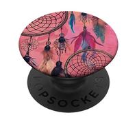 Acchiappasogni Boho Magic Pink Dark Feather Witchy Red Dreams PopSockets PopGrip Adesivo