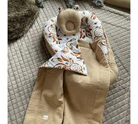 Acchiappasogni BOHO/waffle pique TAUPE per neonati, materassino da viaggio, paracolpi solo/o, set regalo (paracolpi + coperta (80 x 100 cm) + orsacchiotto
