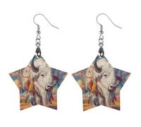 Acchiappasogni classico in legno con ciondolo artistico leggero di bisonte bianco, orecchini vintage per donna