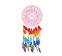 Acchiappasogni colorato con ciondolo a forma di piuma, decorazione da parete, decorazione per auto, camera da letto, decorazione per la casa, acchiappasogni per ragazze