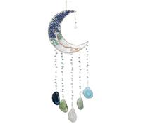 Acchiappasogni con albero della vita e luna, 7 chakra, pietra arcobaleno, gemme naturali, acchiappasole da appendere alla parete della casa (A4)