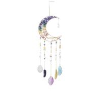 Acchiappasogni con albero della vita e luna, 7 chakra, pietra arcobaleno, gemme naturali, acchiappasole, decorazione da parete per la casa (A5)
