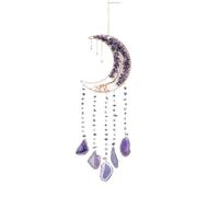 Acchiappasogni con albero della vita e luna, 7 chakra, pietra arcobaleno, gemme naturali, acchiappasole da appendere alla parete della casa (A1)