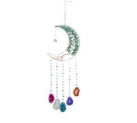 Acchiappasogni con albero della vita e luna, 7 chakra, pietra arcobaleno, gemme naturali, acchiappasole da appendere alla parete della casa (A3)