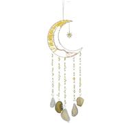 Acchiappasogni con albero della vita e luna, 7 chakra, pietra arcobaleno, gemme naturali, acchiappasole da appendere alla parete della casa (A2)