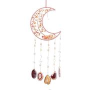 Acchiappasogni con albero della vita e luna, 7 chakra, pietra arcobaleno, gemme naturali, acchiappasole, decorazione da parete per la casa (A8)