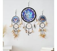 Acchiappasogni con aquila di lupo, decorazione da parete per camera da letto di ragazzi e bambini, grande acchiappasogni da appendere alla parete (13 in 10 lupi)